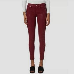 HUDSON Nico Super Skinny Burgundy Wax Coated Jeans